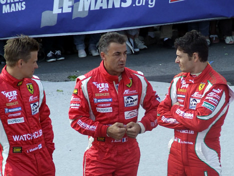AF Corse har sikret sig lidt af et 'dreamteam' i år med kørerne Toni Vilander (tv), Jean Alesi samt Giancarlo Fisichella (th).
(Foto: Claude Foubert - Endurance-Info.com)